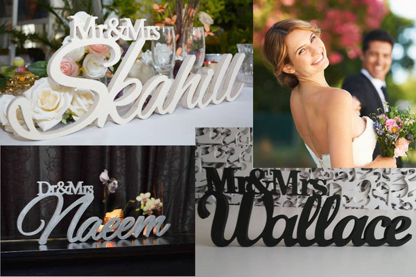 wedding table decorations - personalized wedding signs
