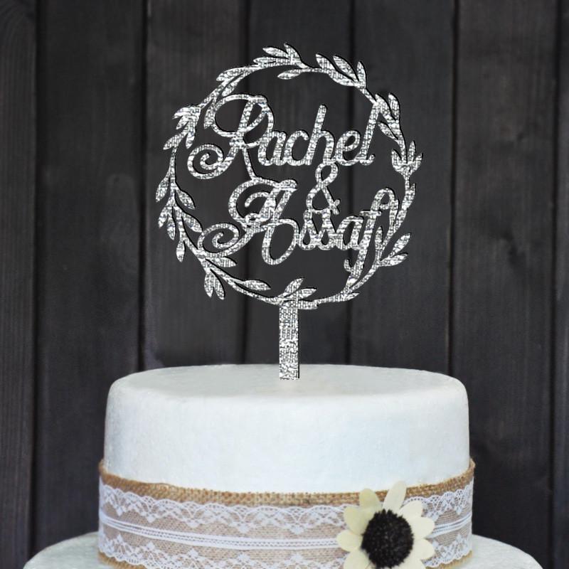  Acrylic Personalized Wedding Cake Topper Monogram Custom Bride  Groom Initials Names Engraved Black Cake Topper for Wedding Engagement  Party Personalized Names Cake Decoration : Grocery & Gourmet Food