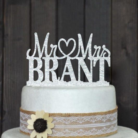 CUSTOM WEDDING CAKE TOPPER PERSONALIZED WITH YOUR LAST NAME - The Suggestion Store