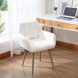 Dining Chairs with Faux Fur, Mid Century Side Chairs with Solid Painting Steel Leg for Desk Chairs Bedroom Living Room