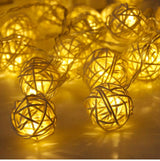 20 Rattan Ball Led String Fairy Lights Wedding Decor - The Suggestion Store