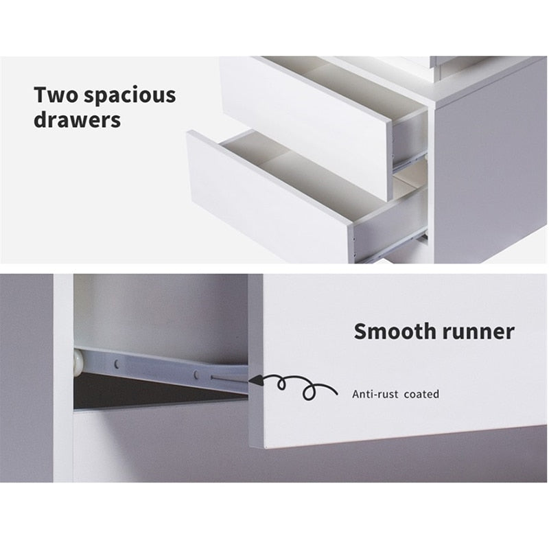 Night Table with 2 Drawers Organizer Storage Cabinet Bedside Nightstands for Night