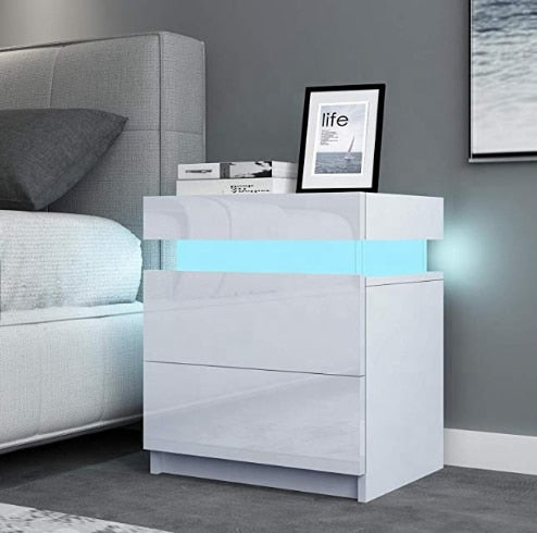 Night Table with 2 Drawers Organizer Storage Cabinet Bedside Nightstands for Night