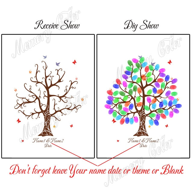 Cute Custom Wedding Guest Book Fingerprint