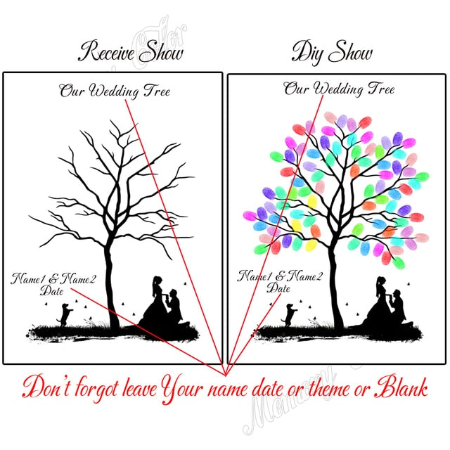 Cute Custom Wedding Guest Book Fingerprint