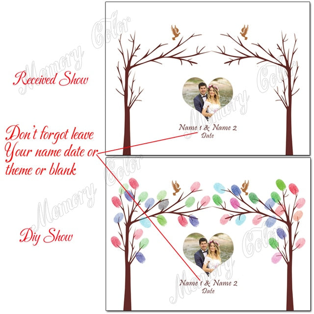 Cute Custom Wedding Guest Book Fingerprint