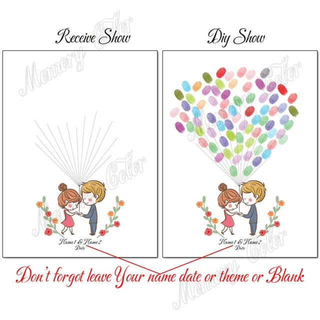 Cute Custom Wedding Guest Book Fingerprint