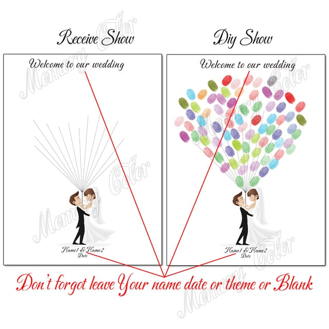 Cute Custom Wedding Guest Book Fingerprint