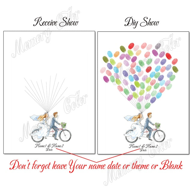 Cute Custom Wedding Guest Book Fingerprint