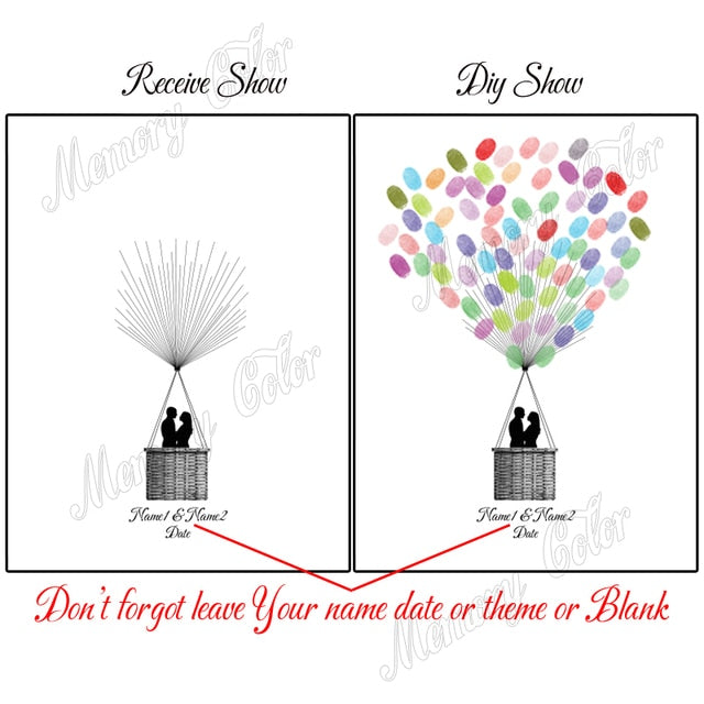 Cute Custom Wedding Guest Book Fingerprint