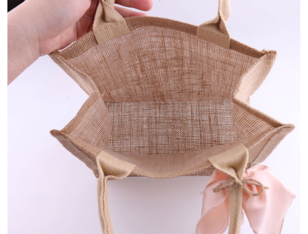 Personalized Wedding Burlap Tote Bag