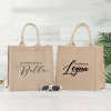 Personalized Wedding Burlap Tote Bag
