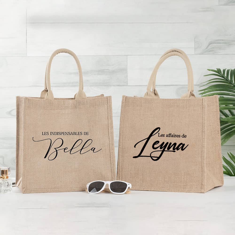 Personalized Wedding Burlap Tote Bag
