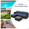 5PCS Patio Rattan Furniture Set Sectional Conversation Sofa w/ Coffee Table