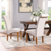 Dining Chair Set of 2 Fabric Padded Side Chair with Solid Wood Legs, Nailed Trim(Beige)