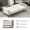 Linen upholstered, modern convertible folding sofa bed, suitable for living spaces, apartments, dormitories, Beige