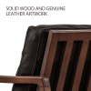 Mid-Century model Modern Easy Chairs Teak/Walnut Wooden Lounge Chair Italy Genuine Leather Leisure Armchair