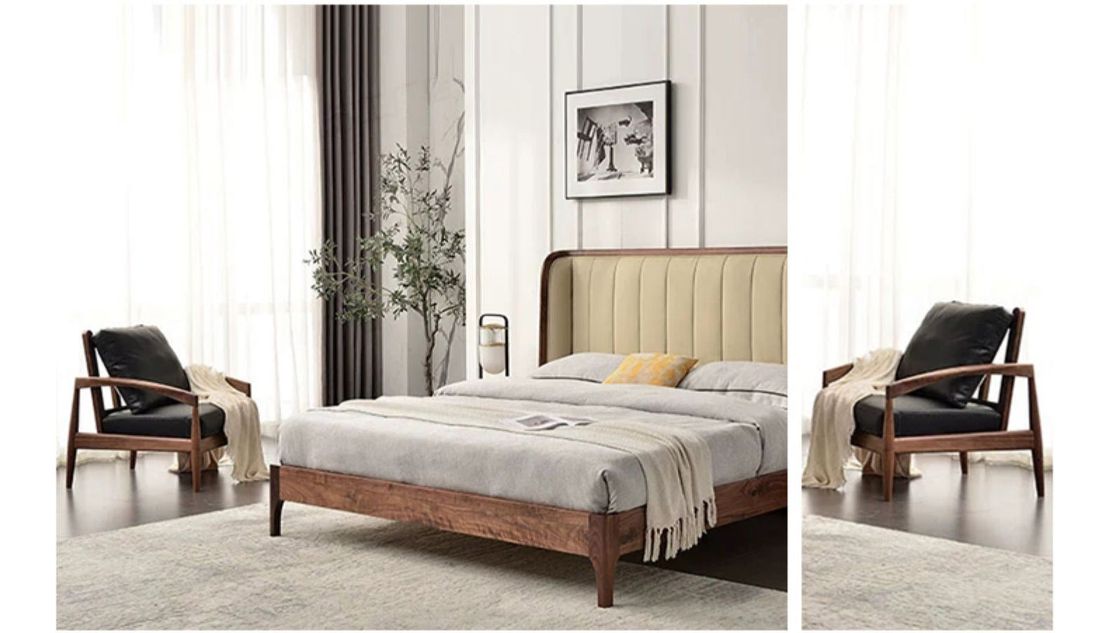 Mid-Century model Modern Easy Chairs Teak/Walnut Wooden Lounge Chair Italy Genuine Leather Leisure Armchair