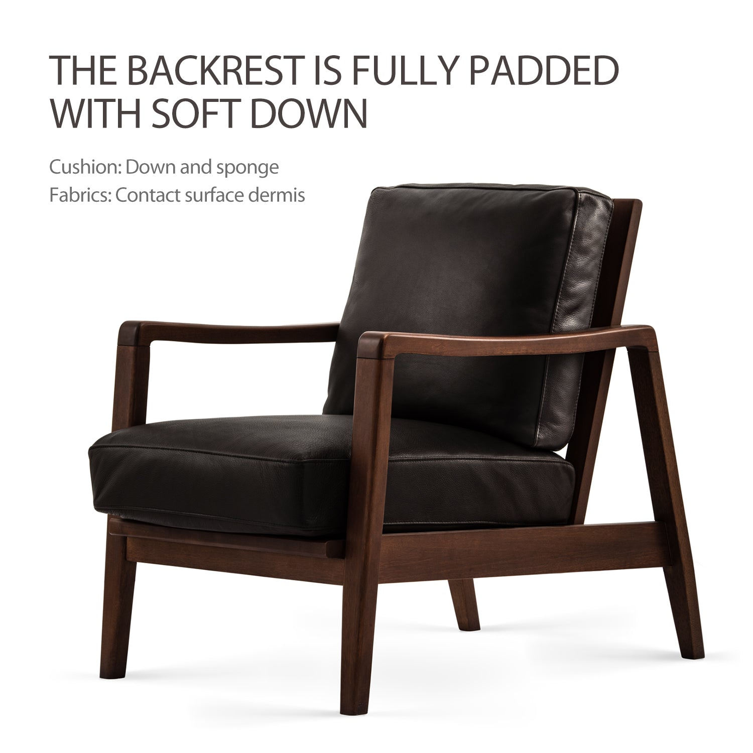 Mid-Century model Modern Easy Chairs Teak/Walnut Wooden Lounge Chair Italy Genuine Leather Leisure Armchair