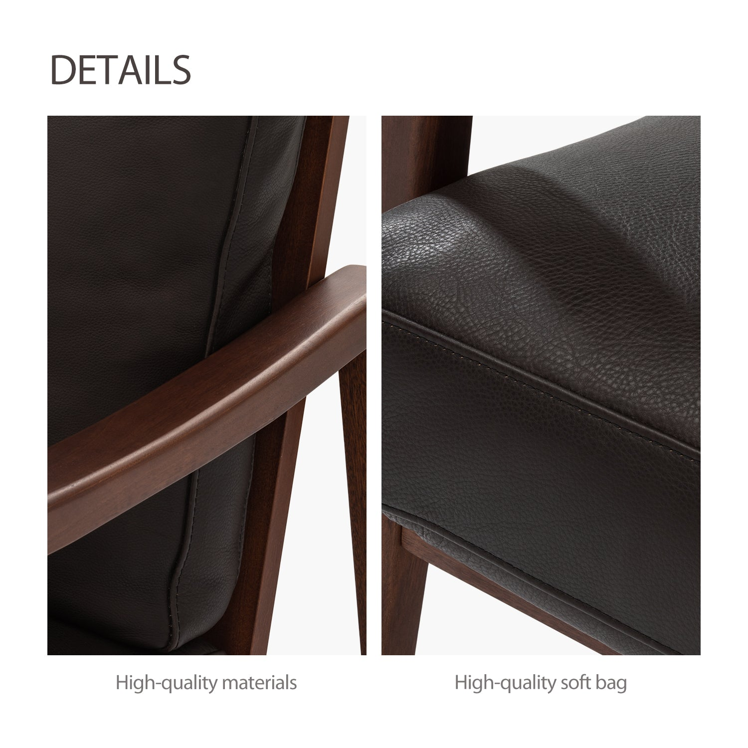 Mid-Century model Modern Easy Chairs Teak/Walnut Wooden Lounge Chair Italy Genuine Leather Leisure Armchair