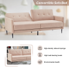 Linen upholstered, modern convertible folding sofa bed, suitable for living spaces, apartments, dormitories, Beige