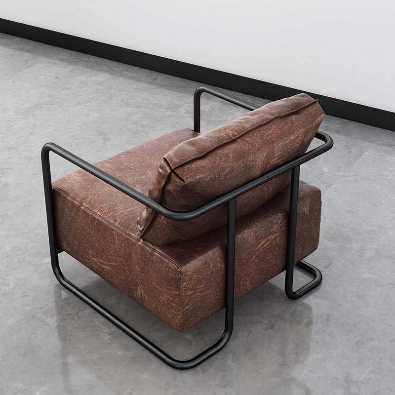 American Single Leather Sofa Chair Industrial Style Loft Apartment Living Room Lazy Sofa Modern Business Lounge Chair