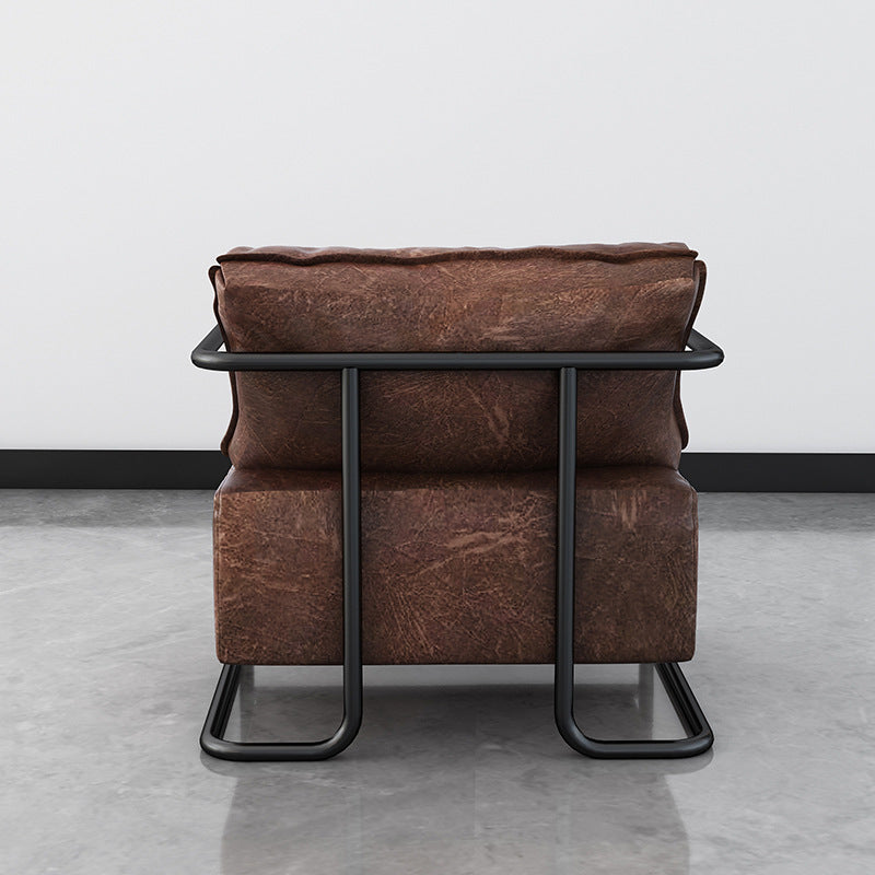 American Single Leather Sofa Chair Industrial Style Loft Apartment Living Room Lazy Sofa Modern Business Lounge Chair