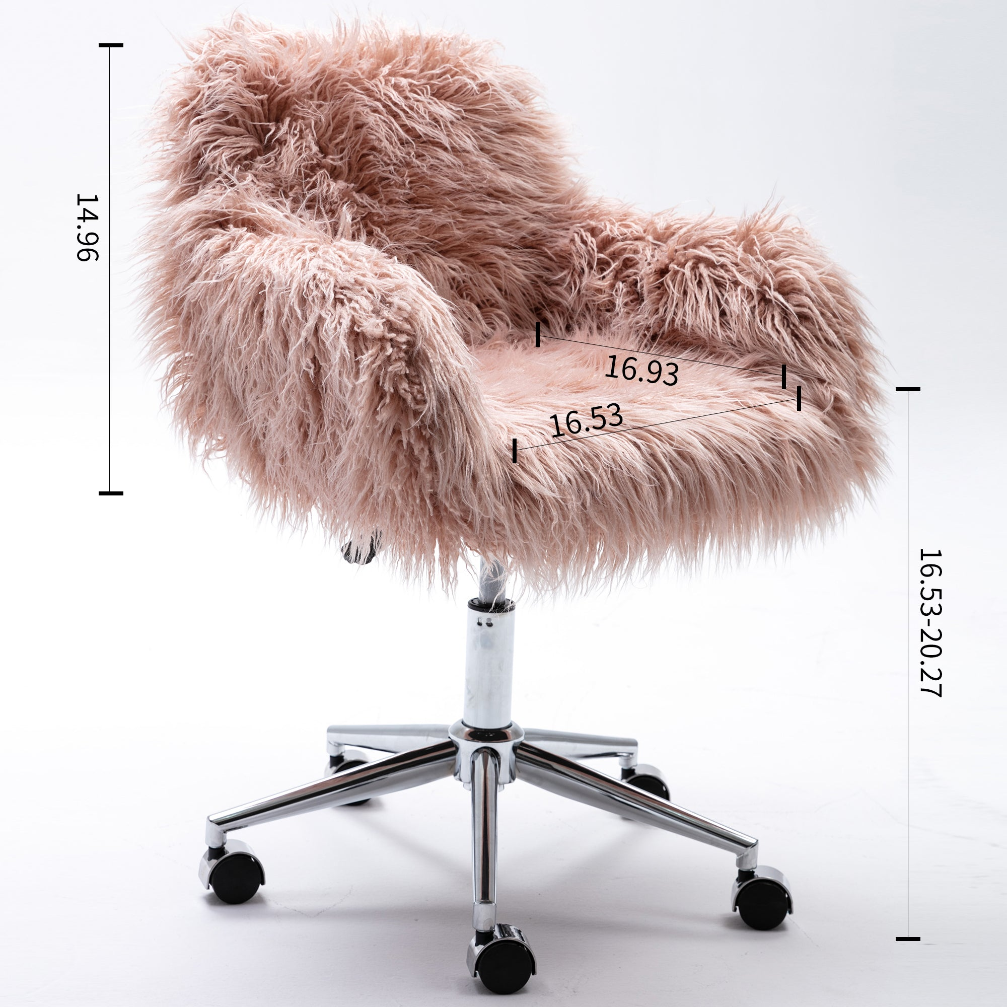 Modern Faux fur home office chair, fluffy chair for girls, makeup vanity Chair