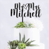 CUSTOM WEDDING CAKE TOPPER PERSONALIZED WITH YOUR NAMES & HEART CENTER