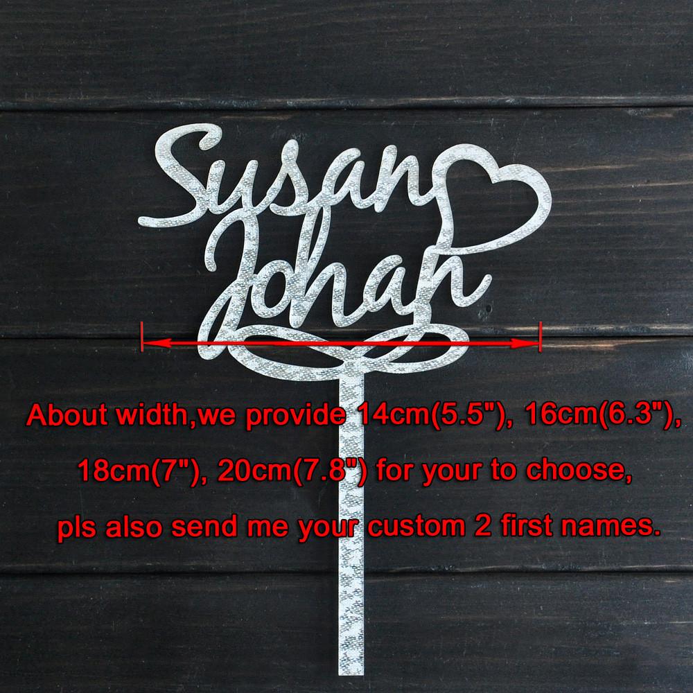 CUSTOM WEDDING CAKE TOPPER PERSONALIZED WITH YOUR NAMES & HEART - The Suggestion Store