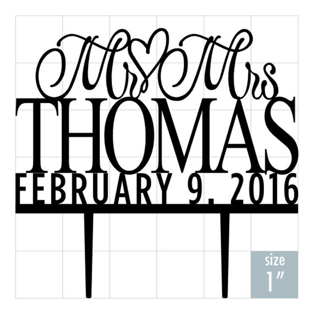 Cute Wedding Cake Topper MR MRS Last name and date - The Suggestion Store