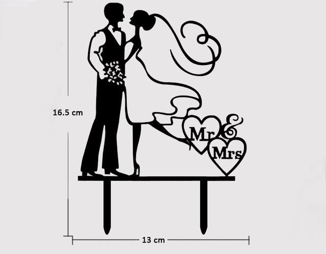 Cake Topper Wedding Acrylic Black - The Suggestion Store