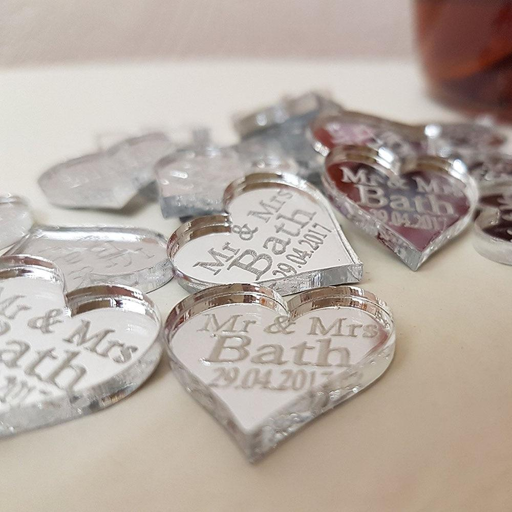 50 pcs CUSTOM MIRROR HEARTS AFTER WEDDING GIFTS - The Suggestion Store